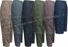 New Mens Elasticated Waist Rugby Trousers Zip Off 3/4 shorts Cargo Combat M-3XL