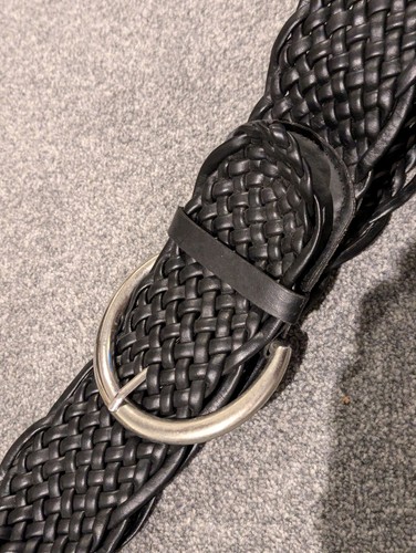 Black vegan braided wide - black, belt