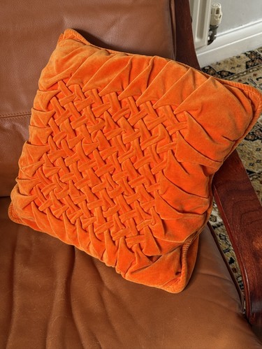 Orange pleated cushion - orange,