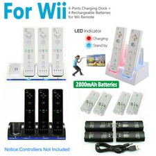 4in1 Controller Charger Dock Station and 2/4pcs Battery for Nintendo Wii Remote
