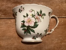 Christmas Wall Planter Lord Nelson Ware, Ceramic White Large Teacup, Holly/Rose