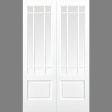 Internal Downham White Finished Rebated Pair Clear Bevelled Glass Doors