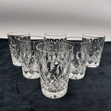 Crystal Flat Tumblers x6 Whiskey Glasses 5oz 8.5cm Criss Cross & Vertical Cuts
