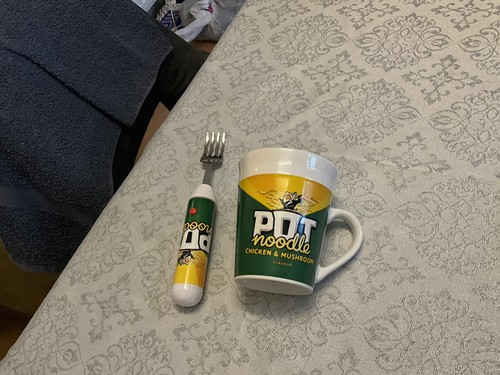 Pot noodle mug and spinning - and,