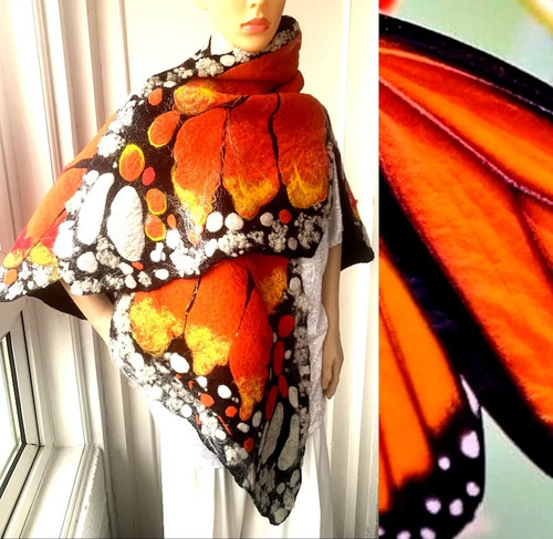 Hand felted art scarf - hand, -art