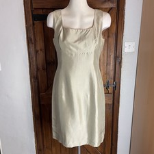 Escada Margaretha Ley Vintage Gold 100% Silk Sleeveless Knee Length Dress EU 40