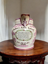 Antique Large Sunderland Lustre Lustreware Jug Ann & John Long 1851