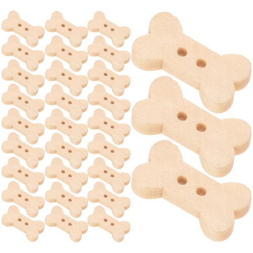 100pcs wood buttons bone shape - wood,