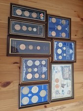 coin collection in frames.