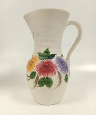 Vintage Edward Radford Hand Painted Floral Ceramic Jug Vase 9.5" Tall 
