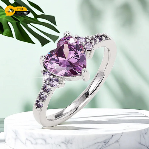 Silver plated purple heart - silver,