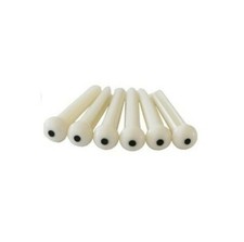 6 x Acoustic Guitar Bridge Pins - Ivory Colour Plastic String End Pegs