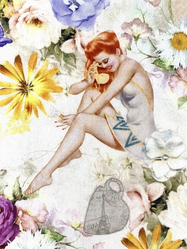 Retro cotton fabric - pin, up