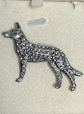 Vintage Staybrite German Shepherd Dog Silver Tone Lapel Pin Brooch