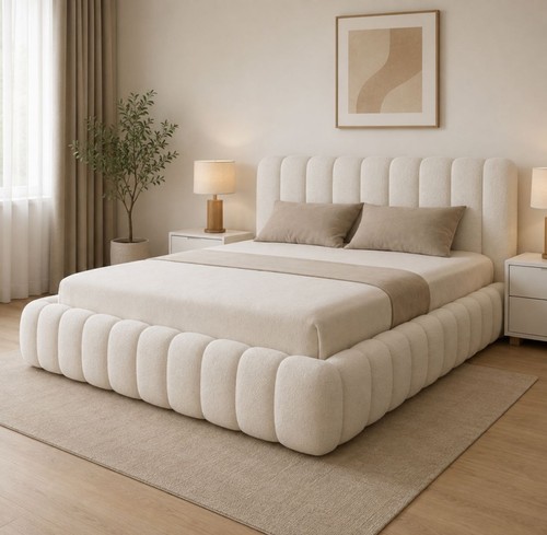 Teddy upholstered fabric bed - fabric,