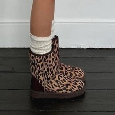 Vintage Y2k 2000s Leopard Print UGG Boots Women's Size 4