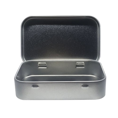 2pcs silver hinged tin box - 2pcs,