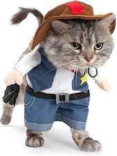 Cat Dog Cowboy Costume Funny Pet Outfit with Hat Christmas & Party Cosplay Pet