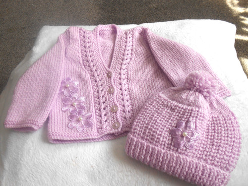 Hand knitted lilac flower - hand, *flower*