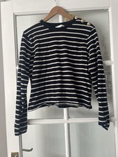 Women’s H&M Black And White Stripe Jumper With Gold Buttons Size M