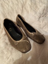 Riva Gold Flat Ballerina Slip On Shoes Bow Formal Comfort Size Uk 7 Eu 40