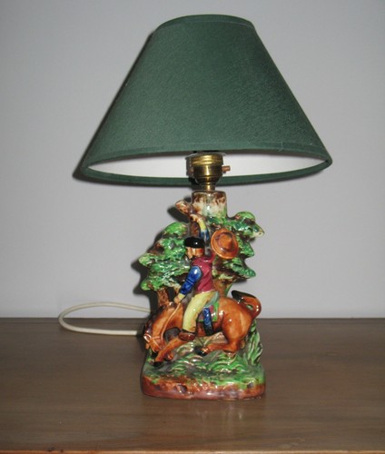 Antique majolica lamp base