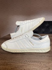 Adidas Originals Hamburg White Leather Trainers Sneakers Size UK 10