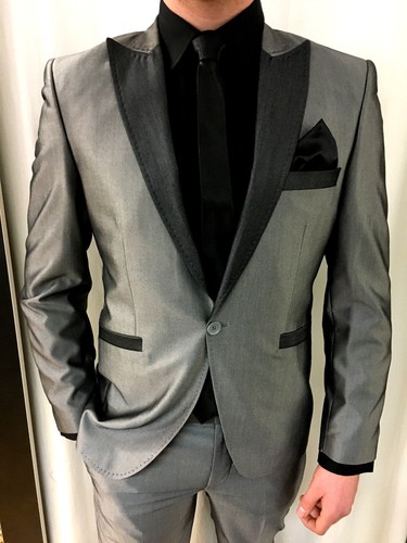 Silver dark grey suit designer - silver,