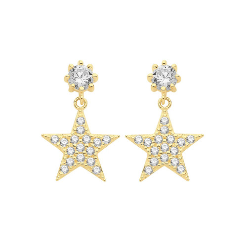 Drop earrings 9ct yellow gold - yellow,