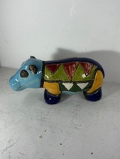 Handmade Ceramic Raku African Animal Ornaments - Large Hippo 9cm x 20cm