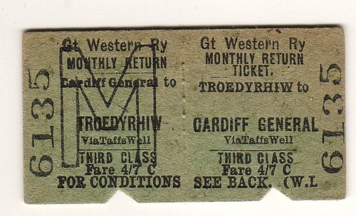 Railway ticket gwr troedyrhiw - railway,