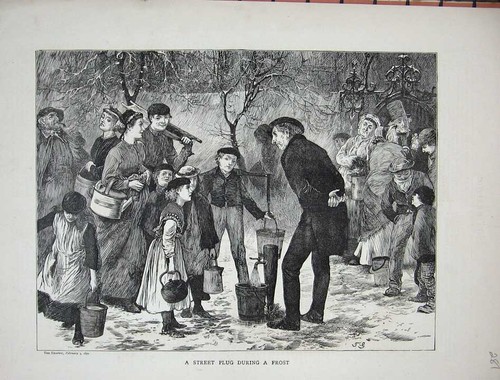 Old antique print 1870 water - antique,
