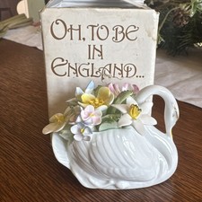 Vintage Royal Dalton Swan, Bone China Figure with Bouquet of Flowers -England