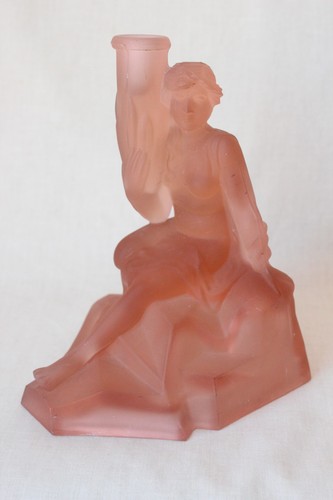 Art deco frosted pink glass - art,
