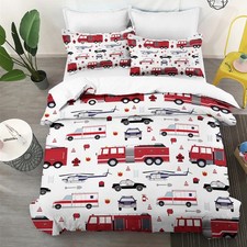 3Pcs Twin Fire Truck Comforter