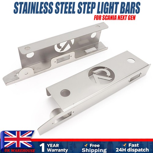 Stainless step light bars - light, pair
