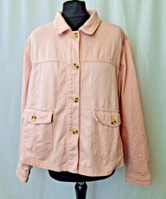 TU 100% Cotton Light Pink Peach Denim Jean Jacket Pockets Women's UK18 C4516