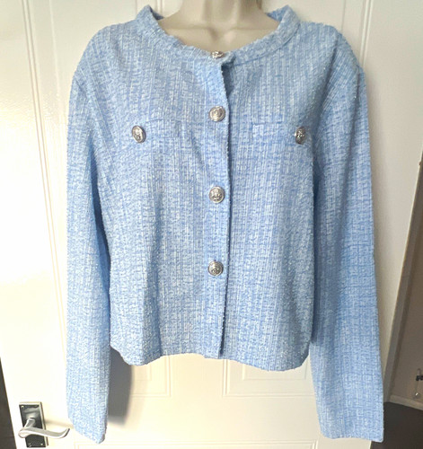 Blue tweed button jacket - h&m,