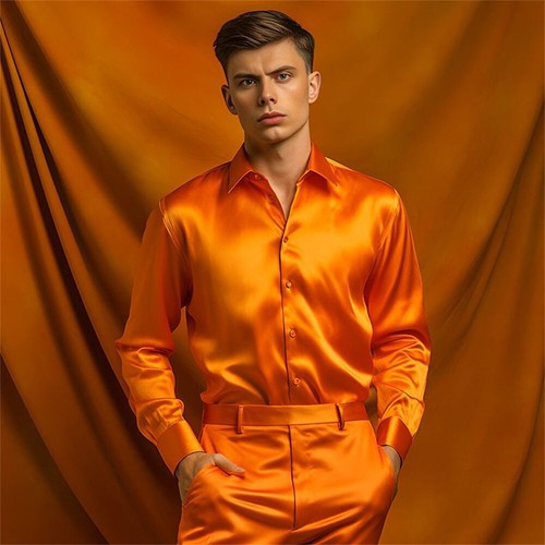 Men shiny satin - satin, dress