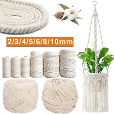 Natural Beige Cotton Macrame Rope Twisted Cord Artisan Hand Craft 2-10mm UK