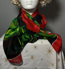 Vintage Jaeger Silk Scarf with hand stitched hem, Poppies - Floral