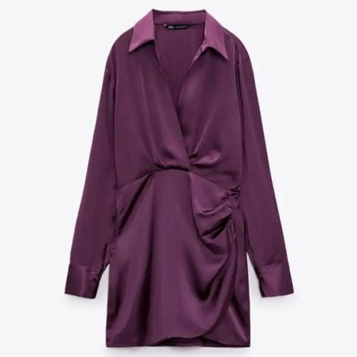 Zara purple satin mini - zara, dress