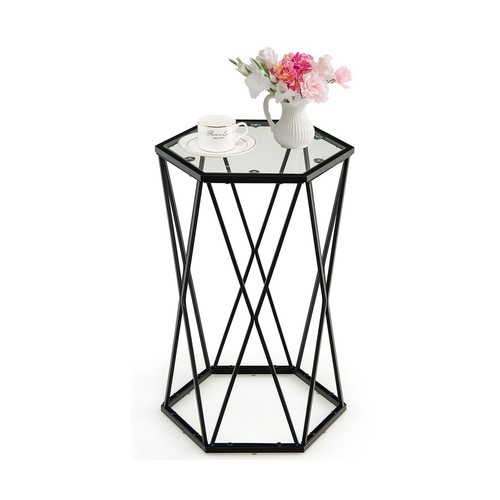 Hexagonal side table glass - hexagonal,