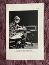 Cutting out a Jigsaw Puzzle on Electric Driven Fretwork Machine ,Vintage Print