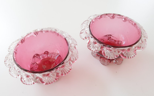 Two vintage cranberry art - cranberry,
