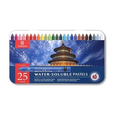 iCrayon Classic Set of 25 Water Soluble Pastels, Palette, Brush and Sharpener