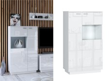 Glass Display Cabinet Unit Bookcase Shelving Cupboard Storage White Gloss Sol