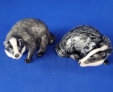 Beswick Badger Figures x2 Vintage Gloss Animals