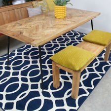 Modern Navy Blue Geometric Rug