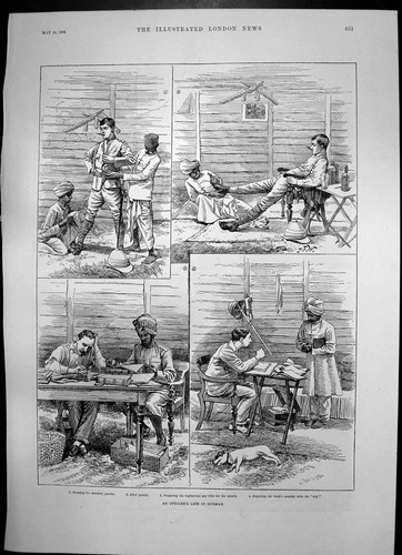 Antique print officers - print, life